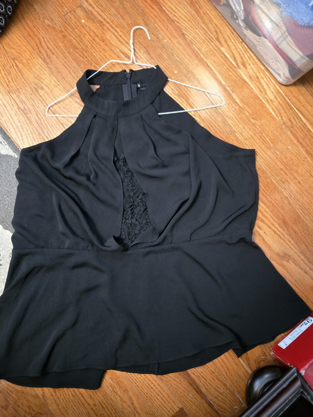 City Chic Black Halter Lace-Front Tank